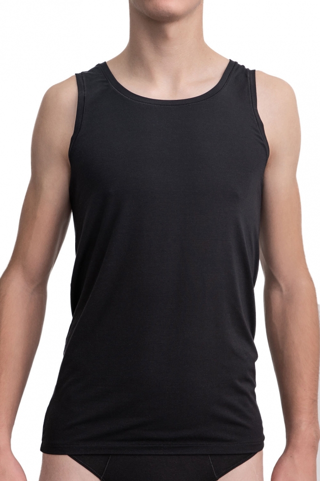 MEN'S UNDERSHIRT WITH WIDE STRAPS BLACK
