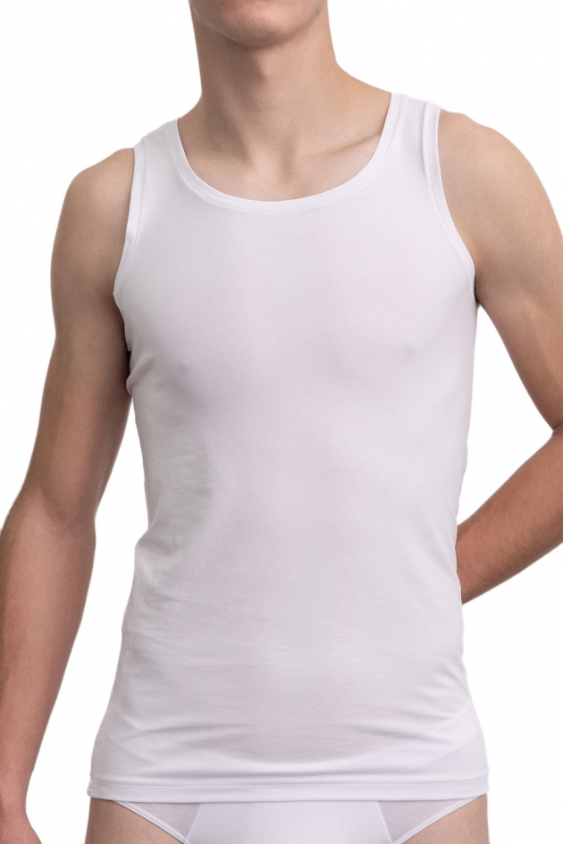 MEN'S UNDERSHIRT WITH WIDE STRAPS WHITE